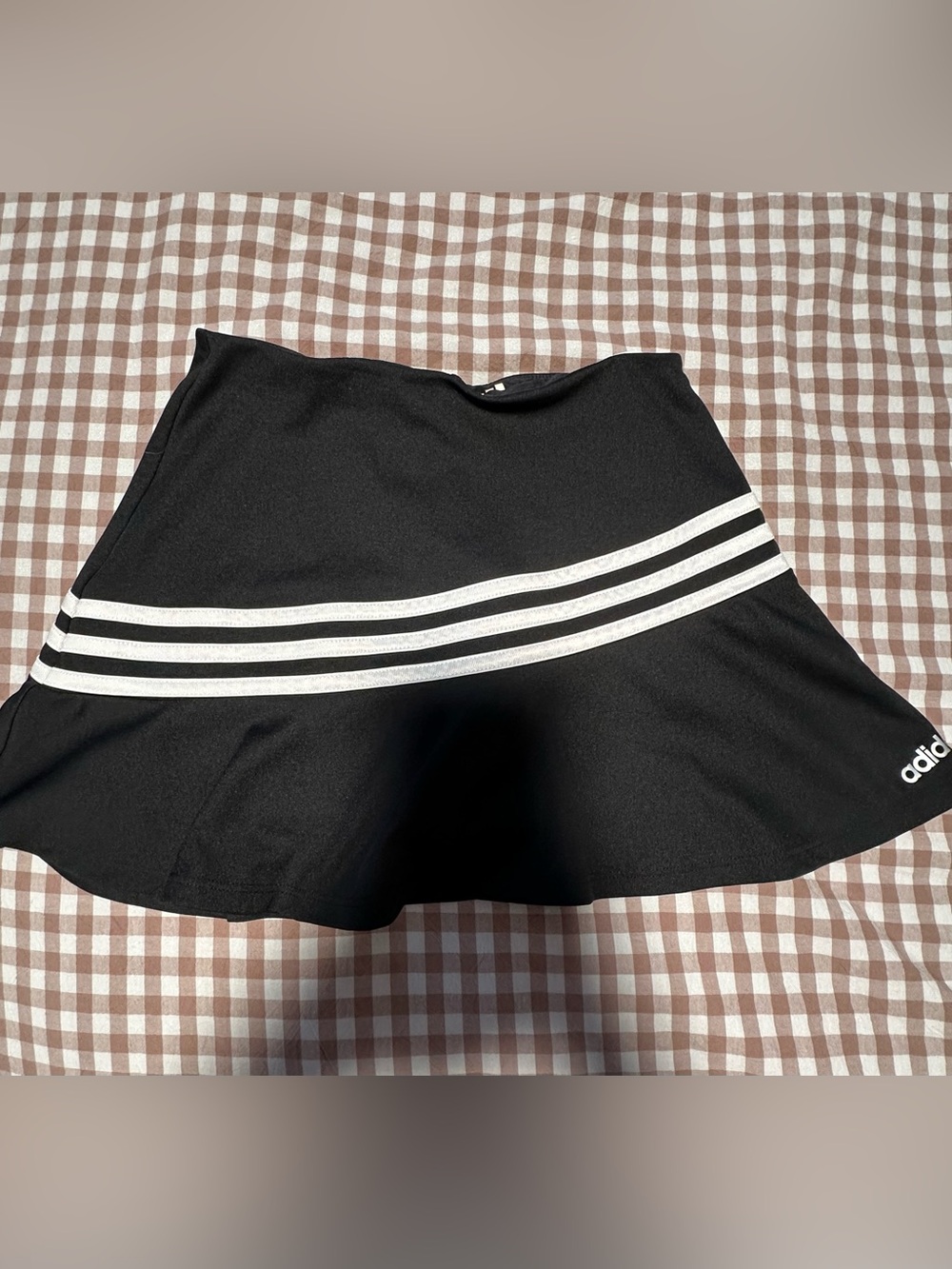 Adidas Black Skater Skort with White Three-Stripe Detail
